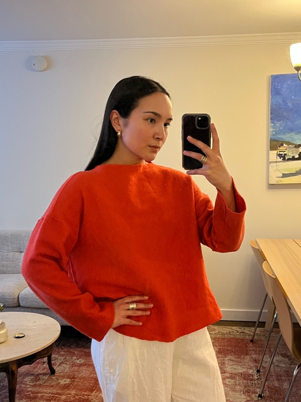 100% wool Eileen Fisher Vibrant Orange Crewneck Sweater